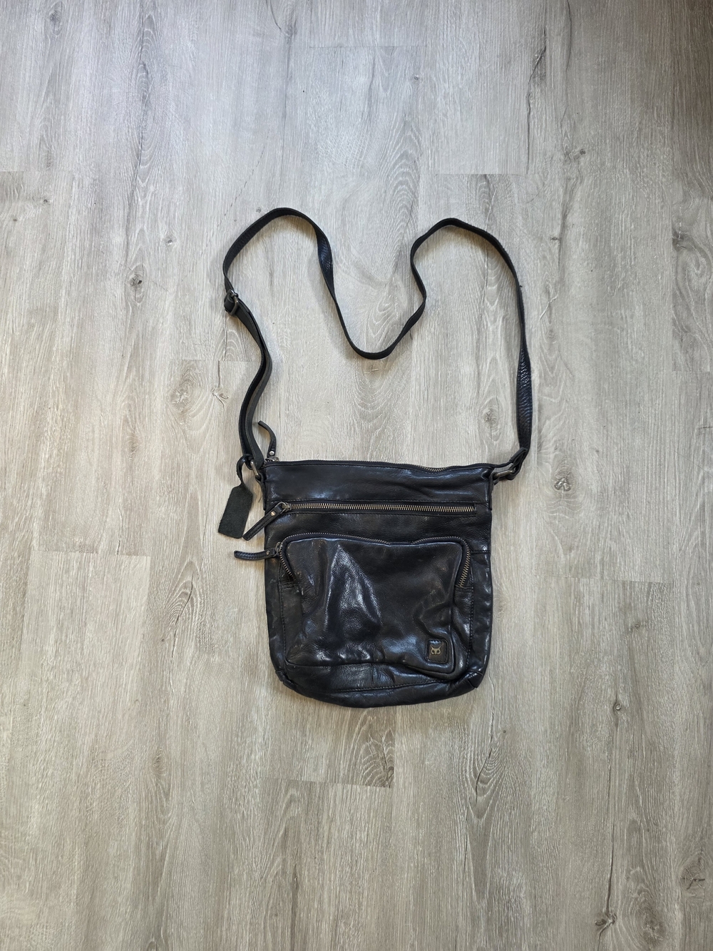 Wise Owl Black Soft Pebbled  Leather Crossbody Purse